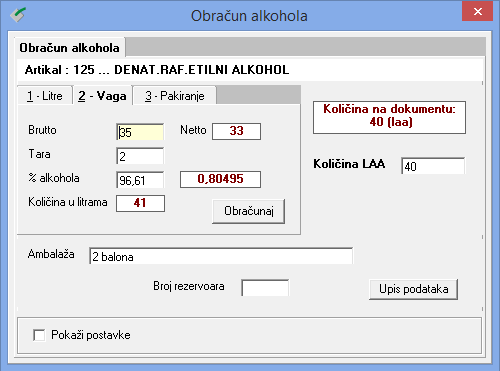 Obračun alkohola vaganjem - sustav Alcosoft za industrije alkoholnih pića